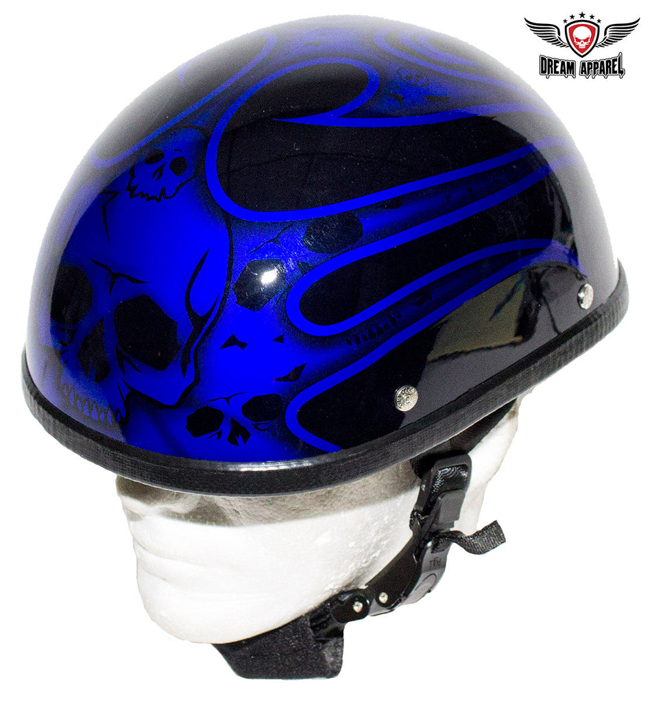 Shiny Blue Novelty Helmet With Burning Skull – sofaricollections