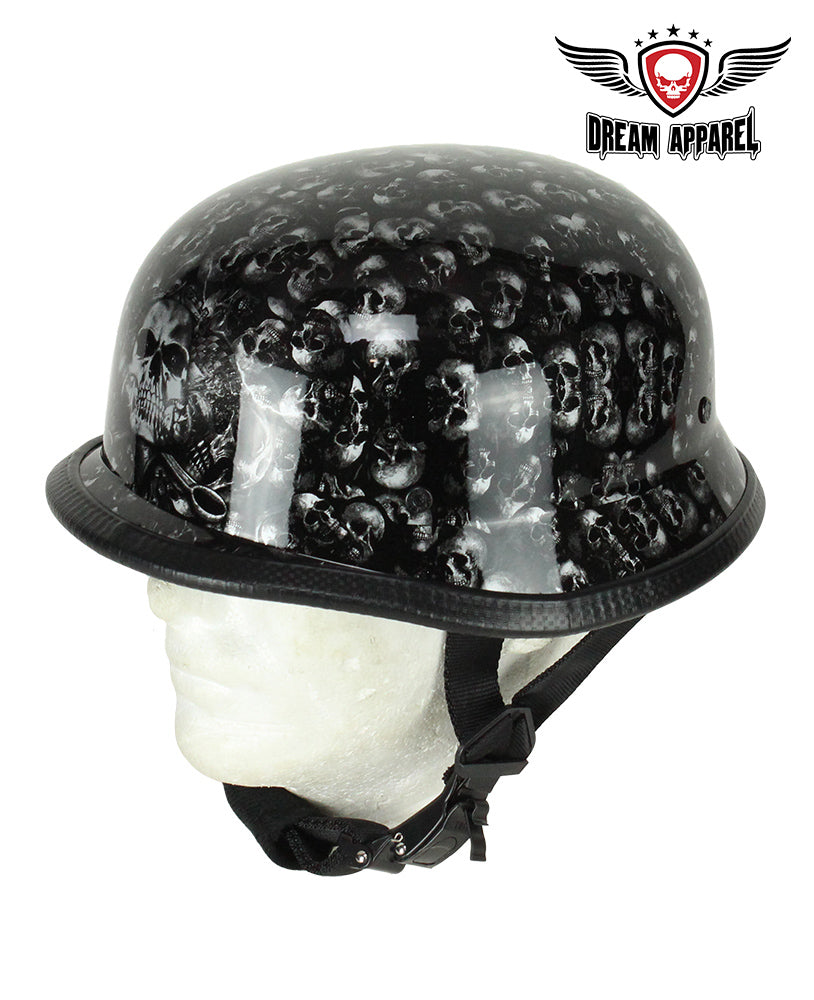 dot chrome german motorcycle helmet Grey Shiny Skull Graveyard German Novelty Helmet – sofaricollections
