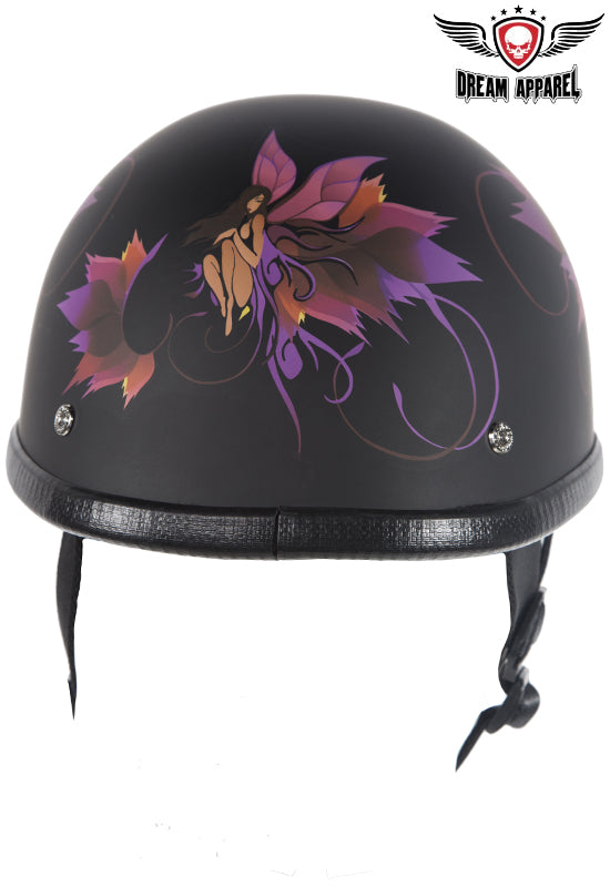fairy motorcycle helmet Flat Black Novelty Helmet With Fairy Design – sofaricollections