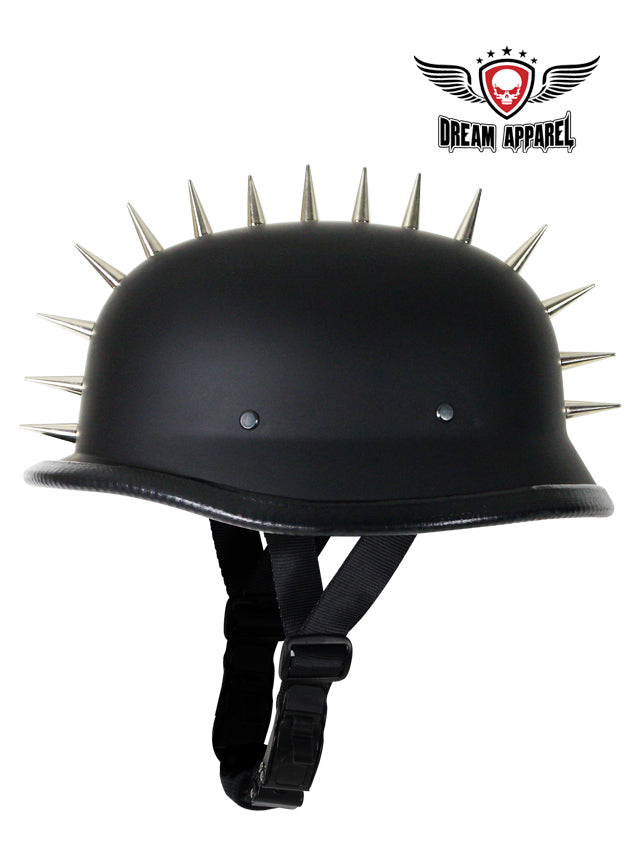 german spike motorcycle helmet dot German Flat Black Novelty Helmet With Spikes