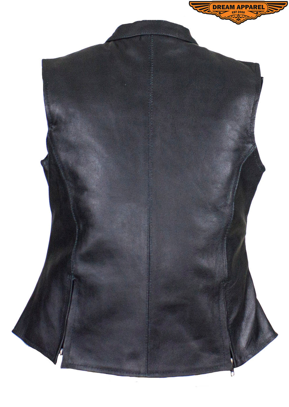 Womens leather vest on sale with gun pocket